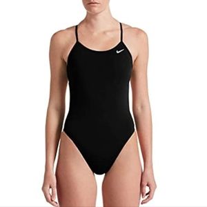 Nike Women's NWT Black HydraStrong Solid Cutout One Piece Swimsuit Size 28/2